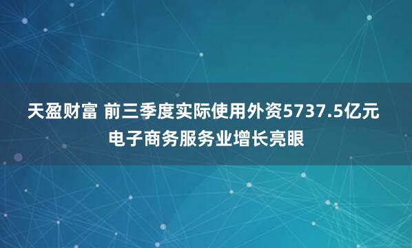 天盈财富 前三季度实际使用外资5737.5亿元 电子商务服务业增长亮眼